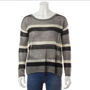 Joie Grey/Black Striped Semi Sheer Sweater